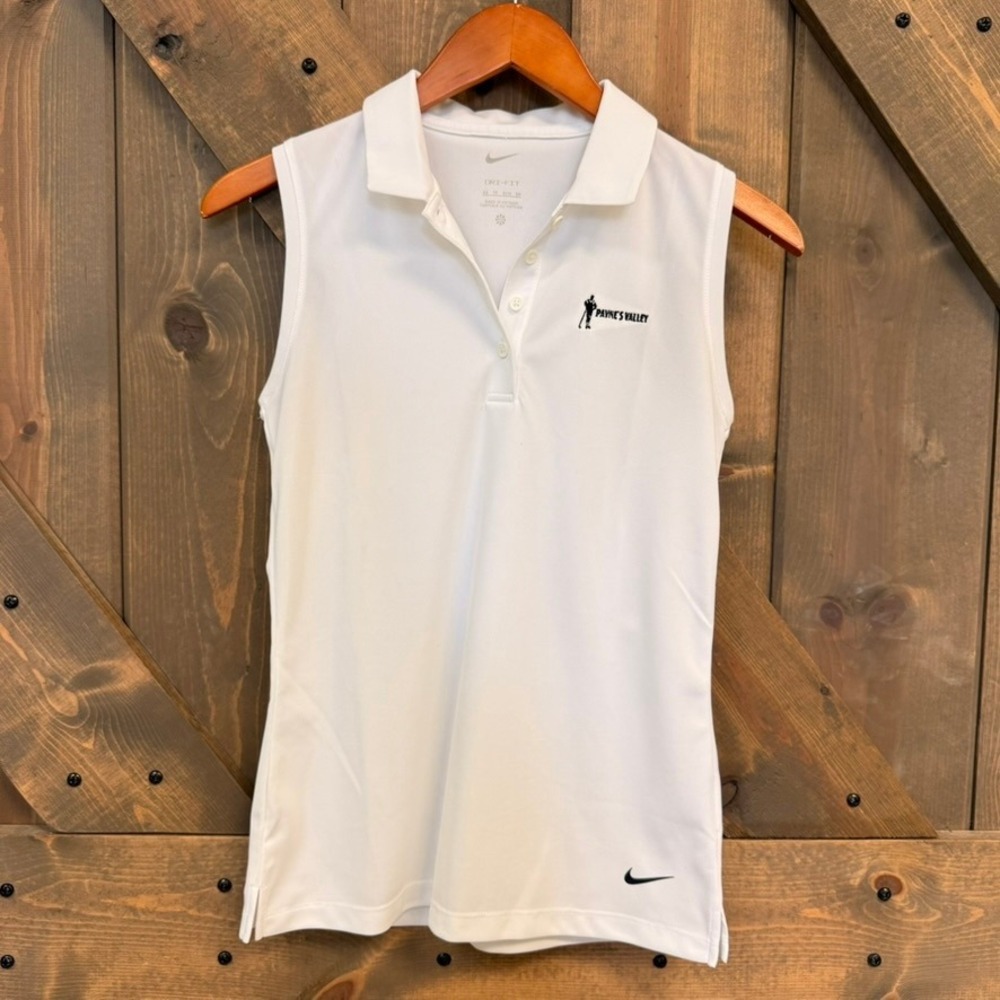 Nike Sleeveless Polo Women XS White Good Payne's Valley Golf Shirt CU9385-100